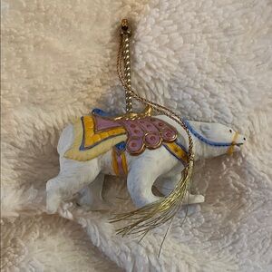 Lennox Festive Polar Bear Ornament with Gold Accents